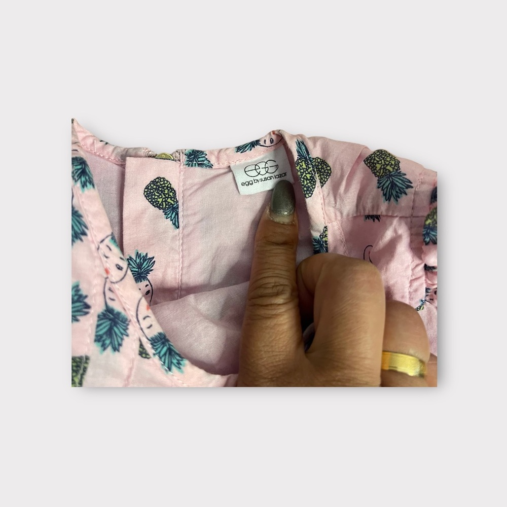 EGG Collective Pineapple Face Pattern Cap Sleeve Pink Dress - Picture 3 of 6